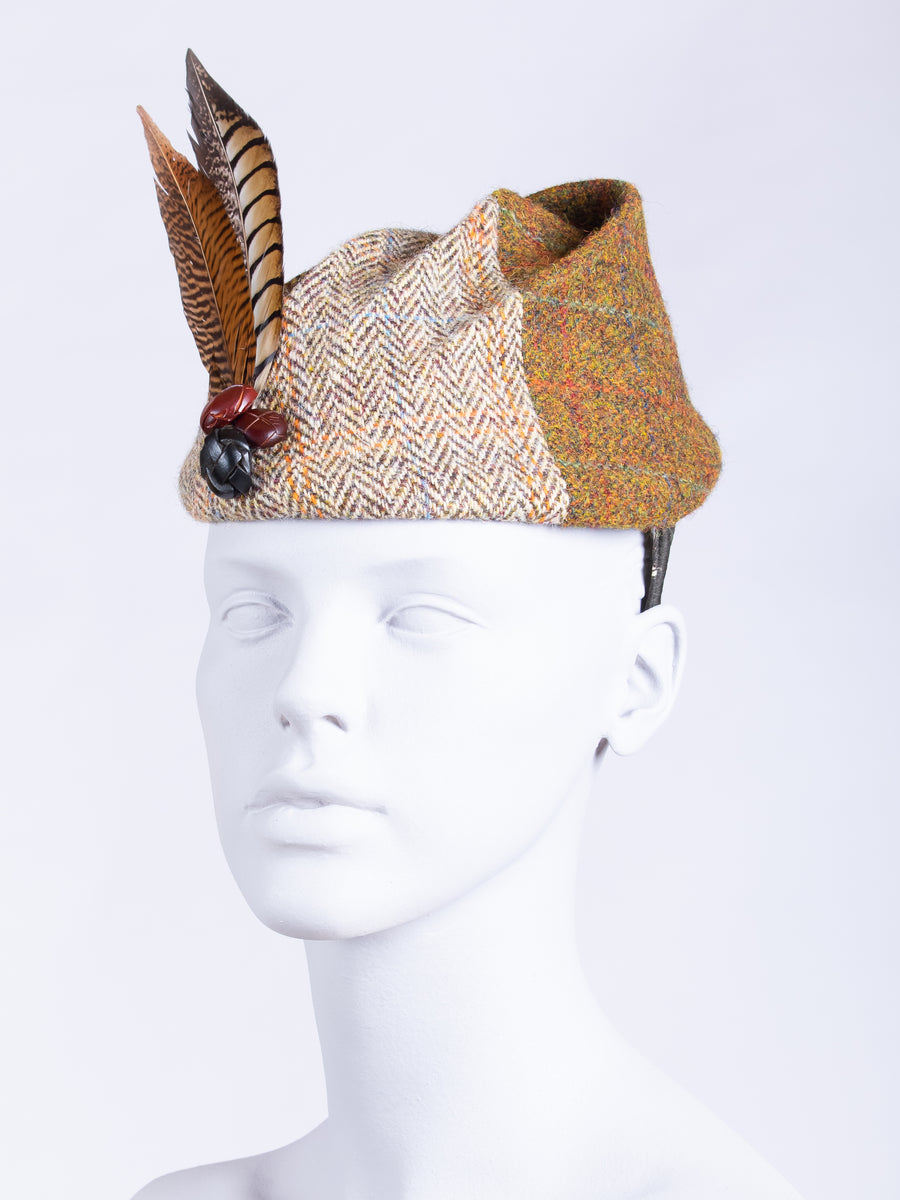handmade in England - Harris Tweed hat with feather