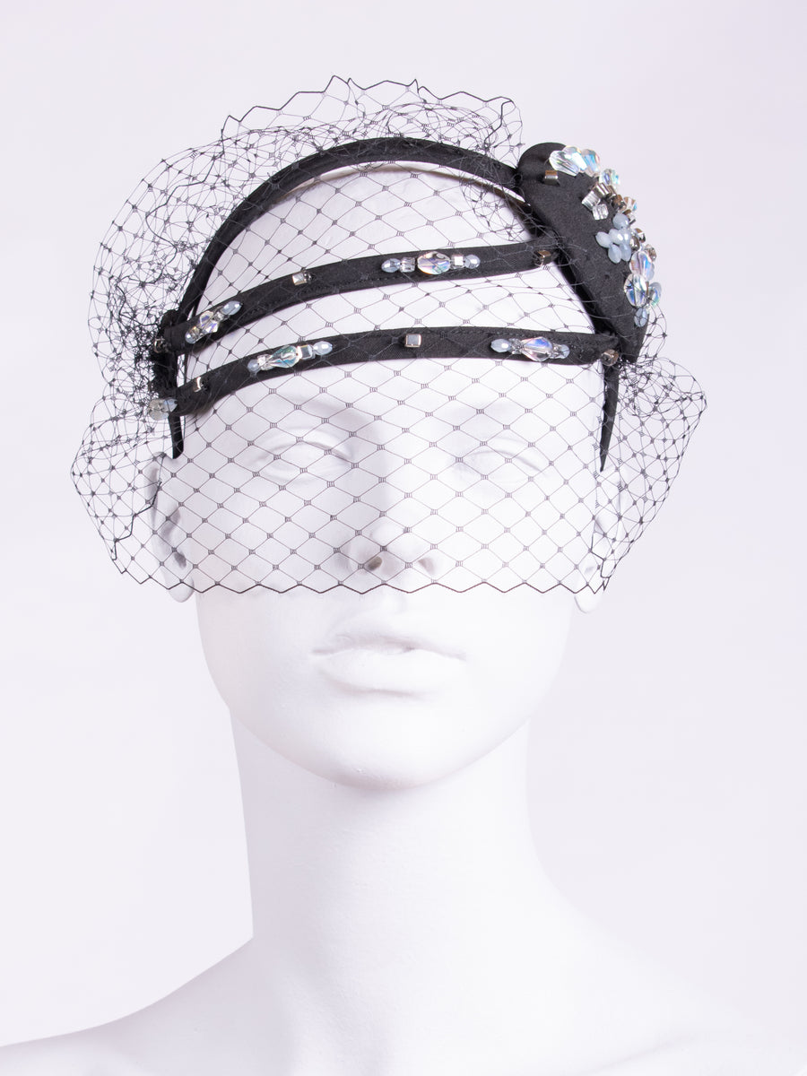unique headpiece with veil - sustainable headwear