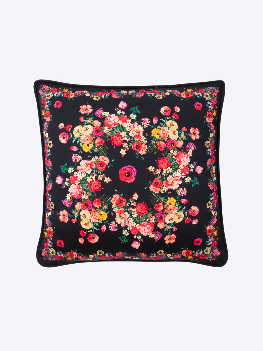 luxury cushions - organic cushion - organic cushions - made in England - flower cushion - flower print - flower design - flower fabric - vintage flower design - colourful cushion