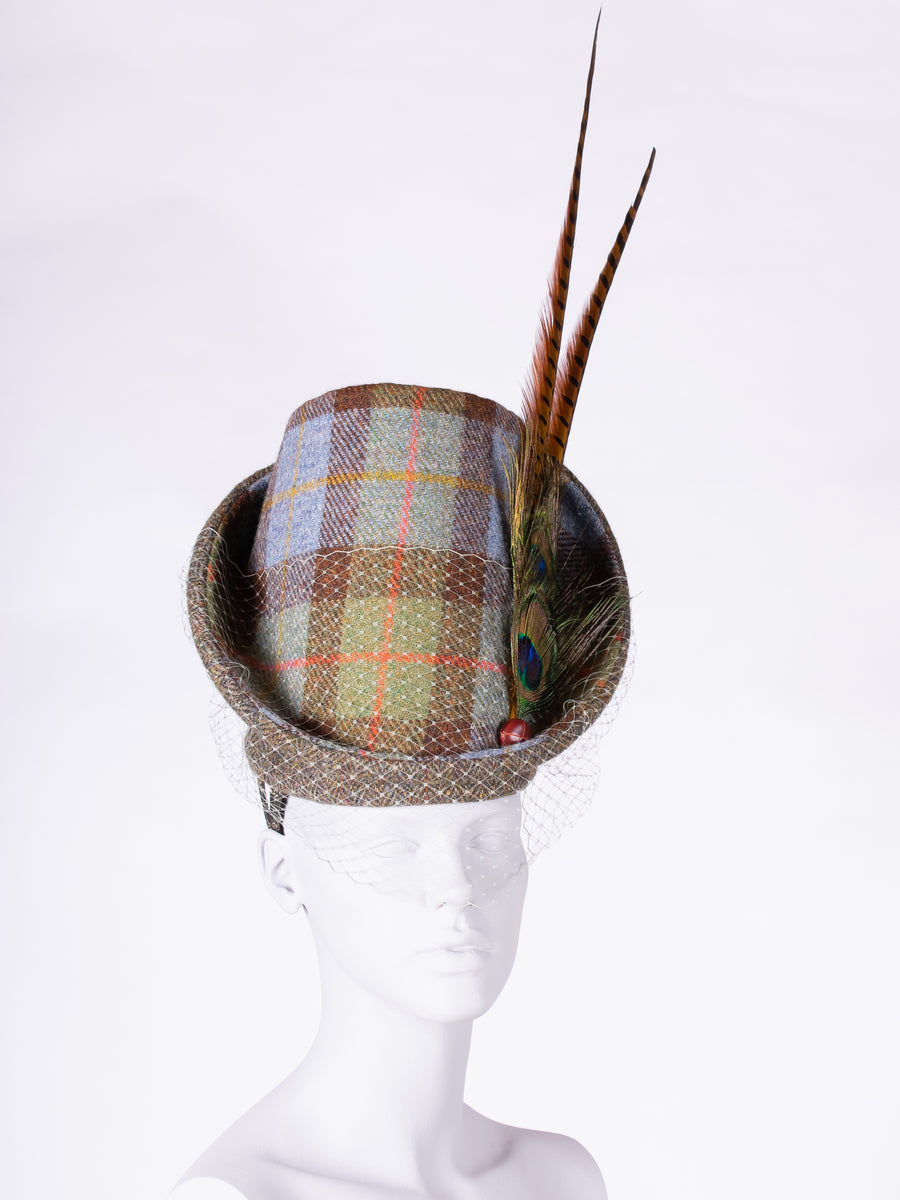 British fashion label - country style handwoven wool hat with feather
