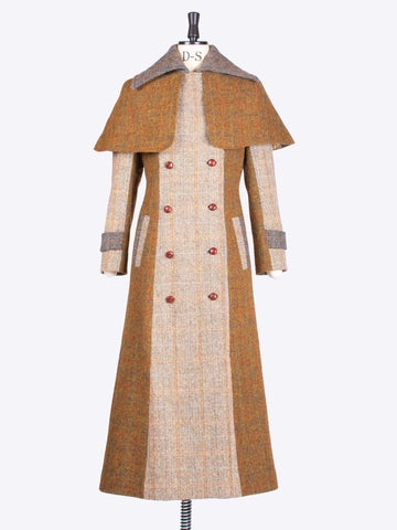 Made in England Harris Tweed Sherlock Holmes style tailored patchwork coat