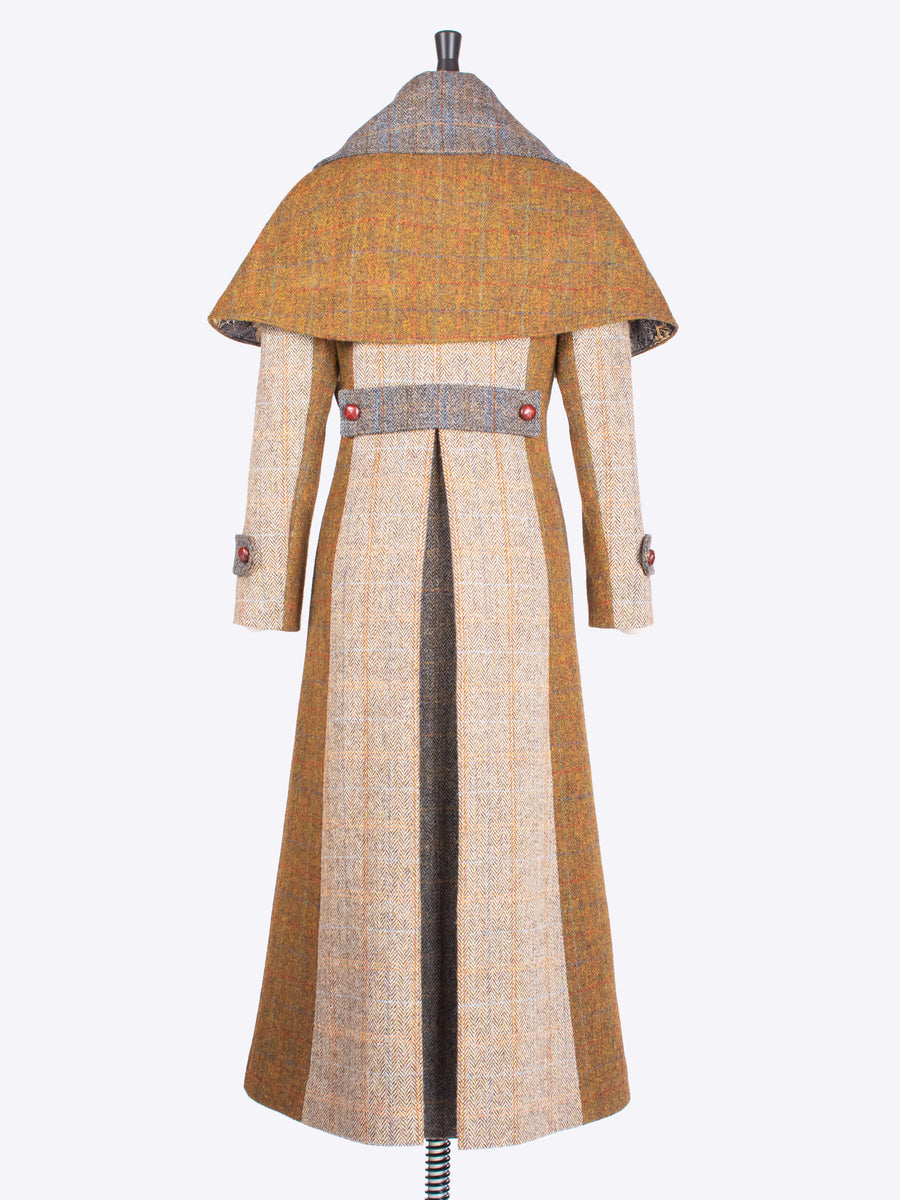 country style long fitted patchwork coat