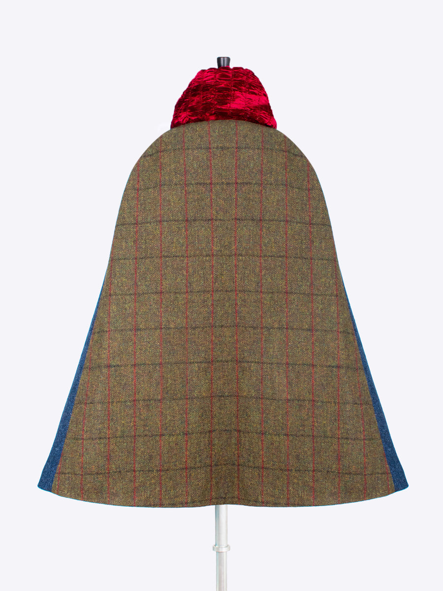 slow fashion - heritage style tweed and velvet long cape