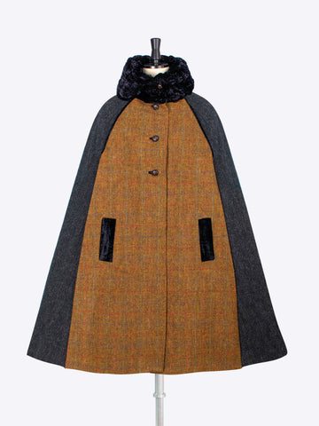 Short Tweed Hooded Cape