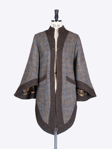 Sage and chocolate slow fashion Harris Tweed luxury jacket
