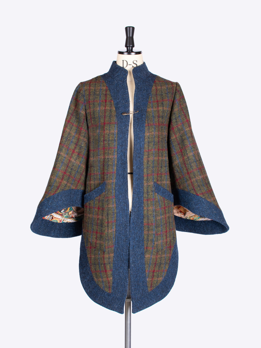 Sustainable luxury - Victorian style Green and navy blue Harris Tweed jacket