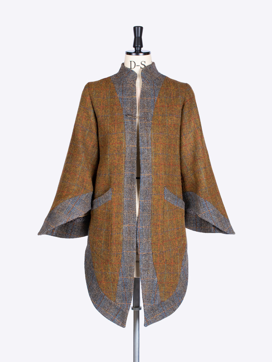 British fashion label - Rust and Sage dramatic Harris Tweed  bell sleeve jacket