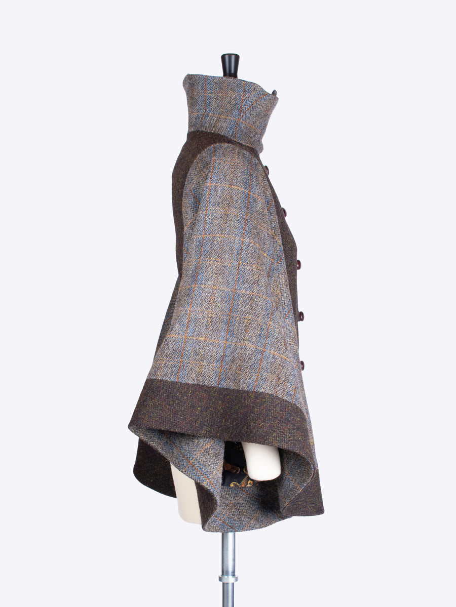 independent fashion label - made in New Forest tweed outerwear - cape sleeve jacket