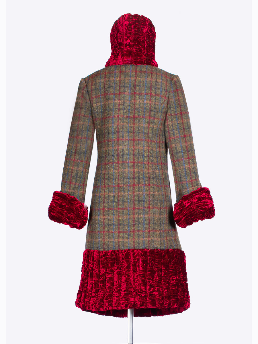 Made in England vintage style winter coat with a velvet collar