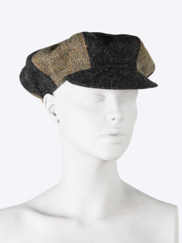 Baker boy Harris tweed cap - black and green - Peaky Blinders fashion