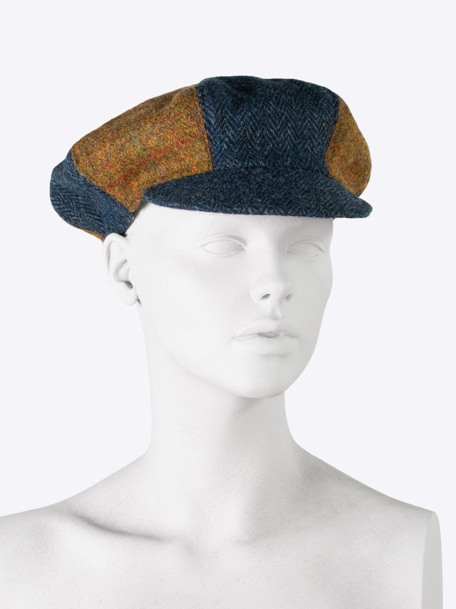 Baker boy cap - blue and brown - heritage fashion