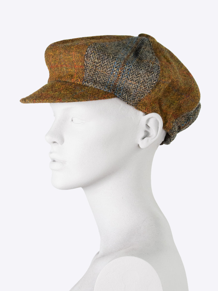 Baker boy cap -brown and grey tweed - unisex hat