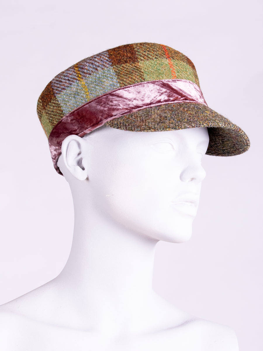 Tweed with a twist - MacLeod, moss green and velvet unisex cap