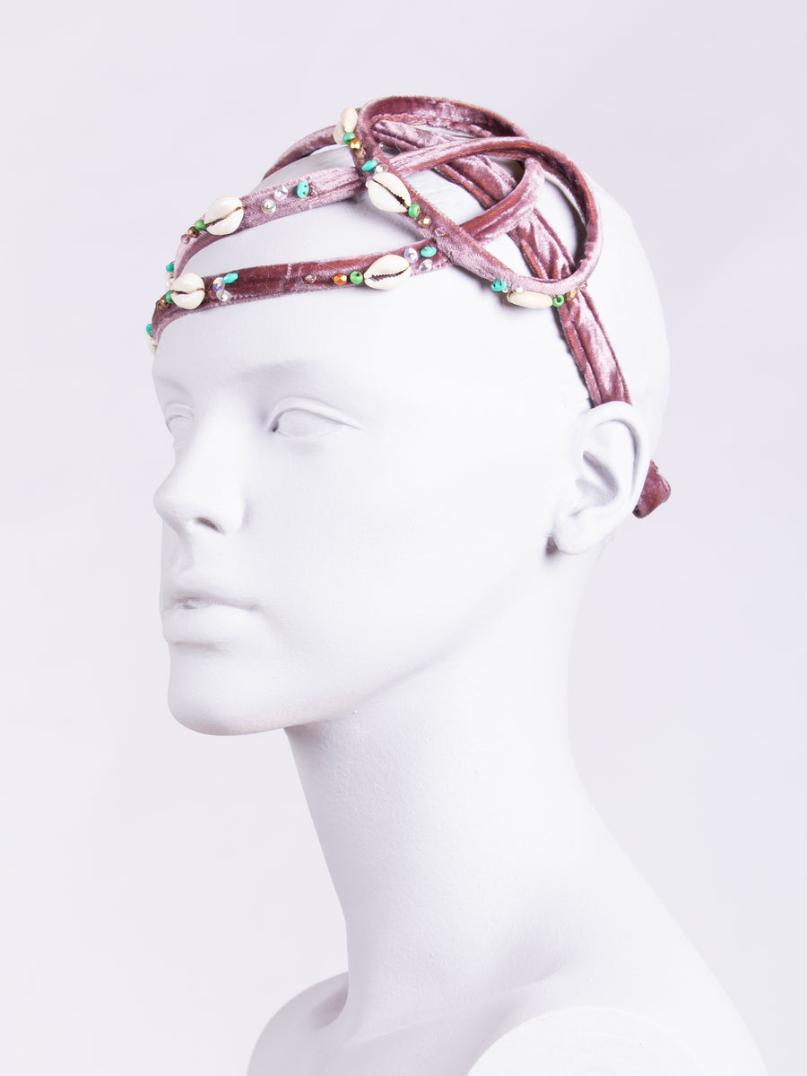 handmade in England - shell beaded headpiece - wedding headband