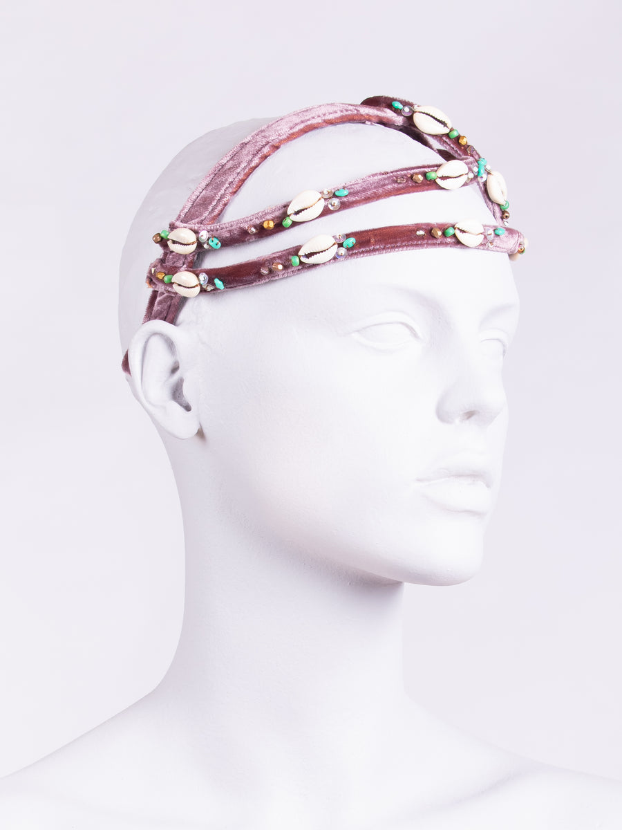 beaded hair accessory - velvet headband
