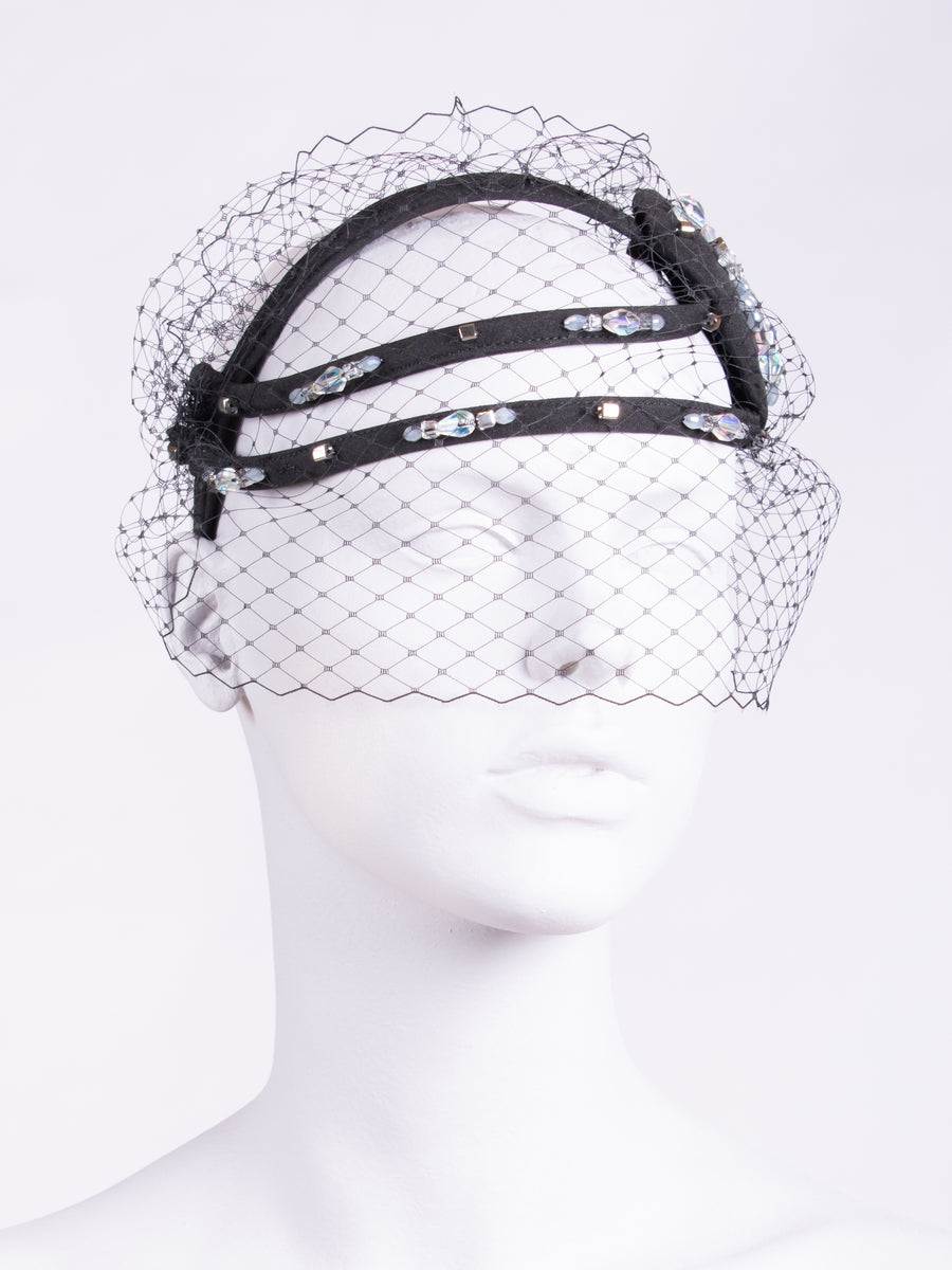 occasion hat - Gatsby style black beaded tiara