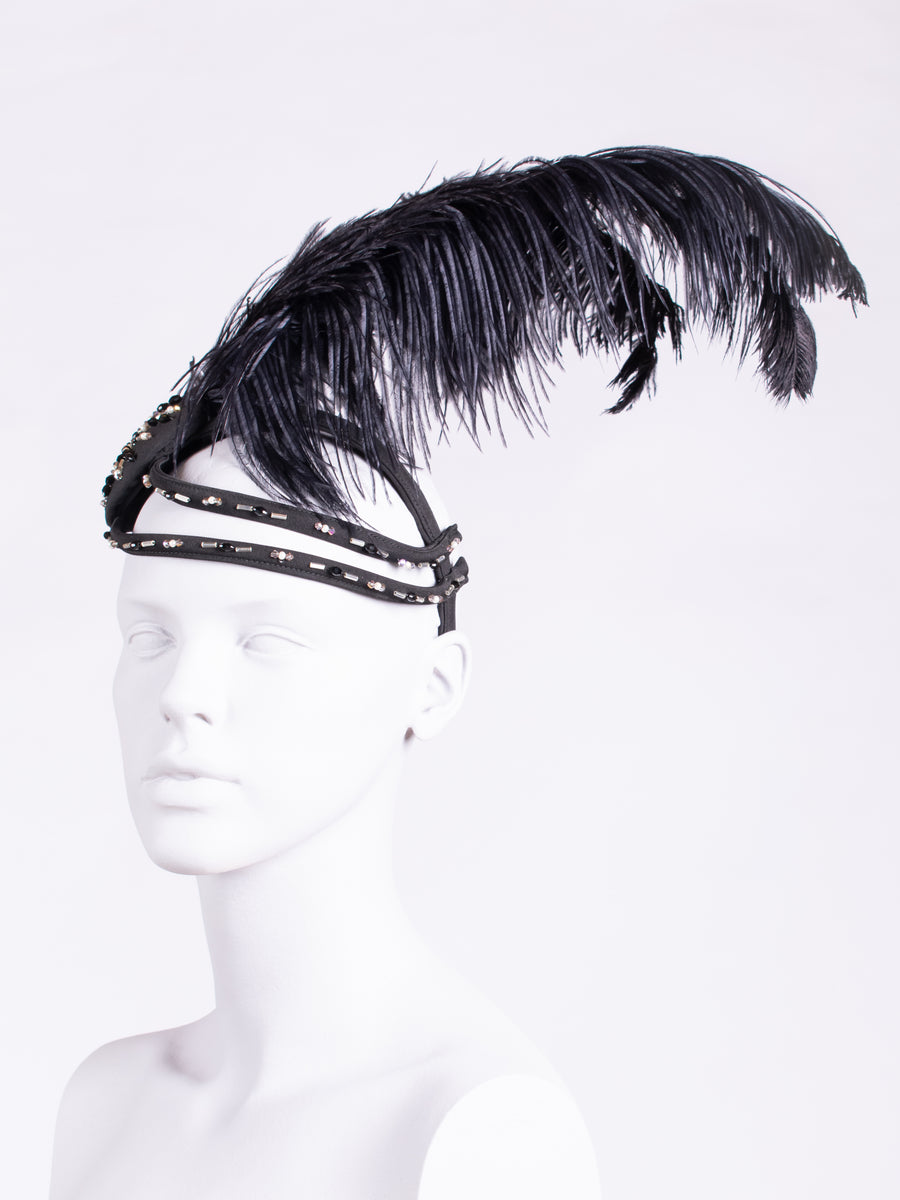 couture millinery - ostrich feather black fascinato - ascot hat
