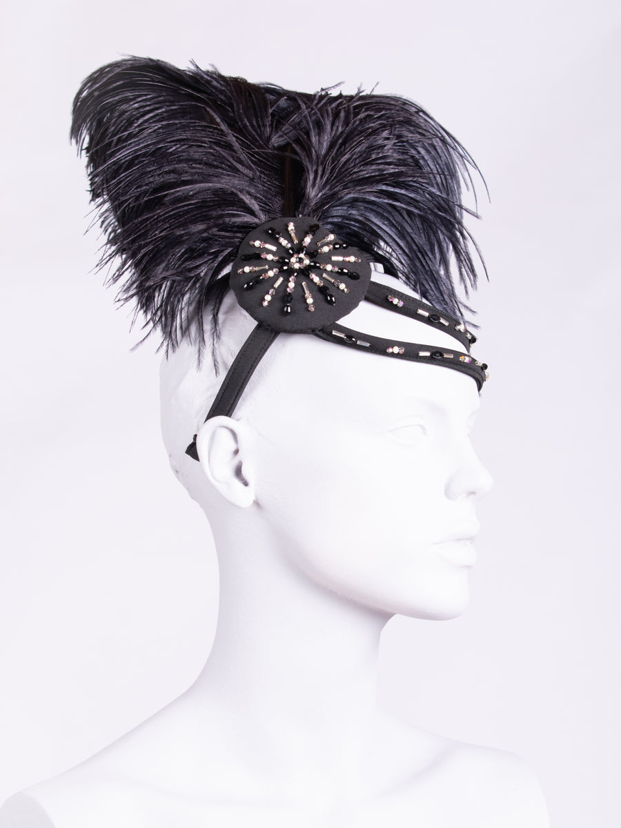 British fashion label - black headdress - wedding headband
