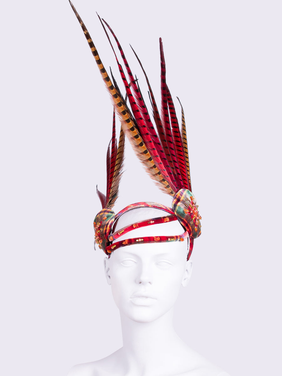 Ascot headpiece - beaded headdress - festival headwear
