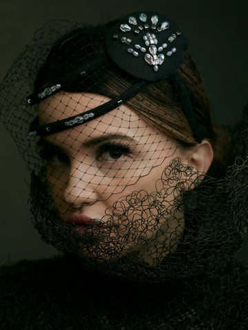 Made in England headwear - little black headpiece with veil