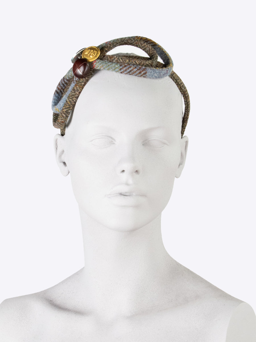 Figure of 8 headband - MacLeod and moss green tweed - heritage fashion
