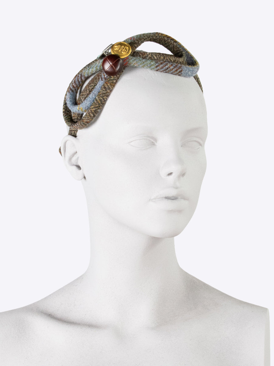 Figure of 8 headband - blue and green - Harris Tweed accessory