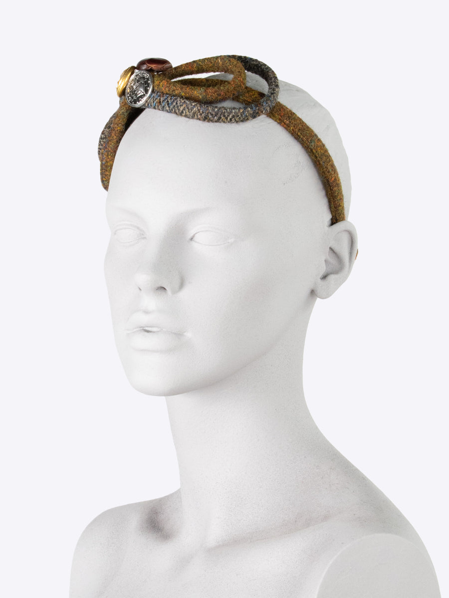 Figure of 8 headband - rust and sage tweed - everyday headpiece