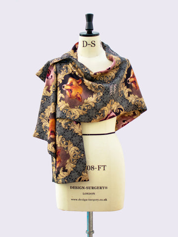 Heritage style printed silk scarf