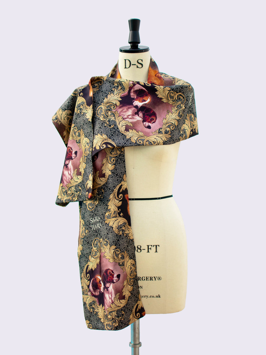 Slow fashion - country style printed silk scarf