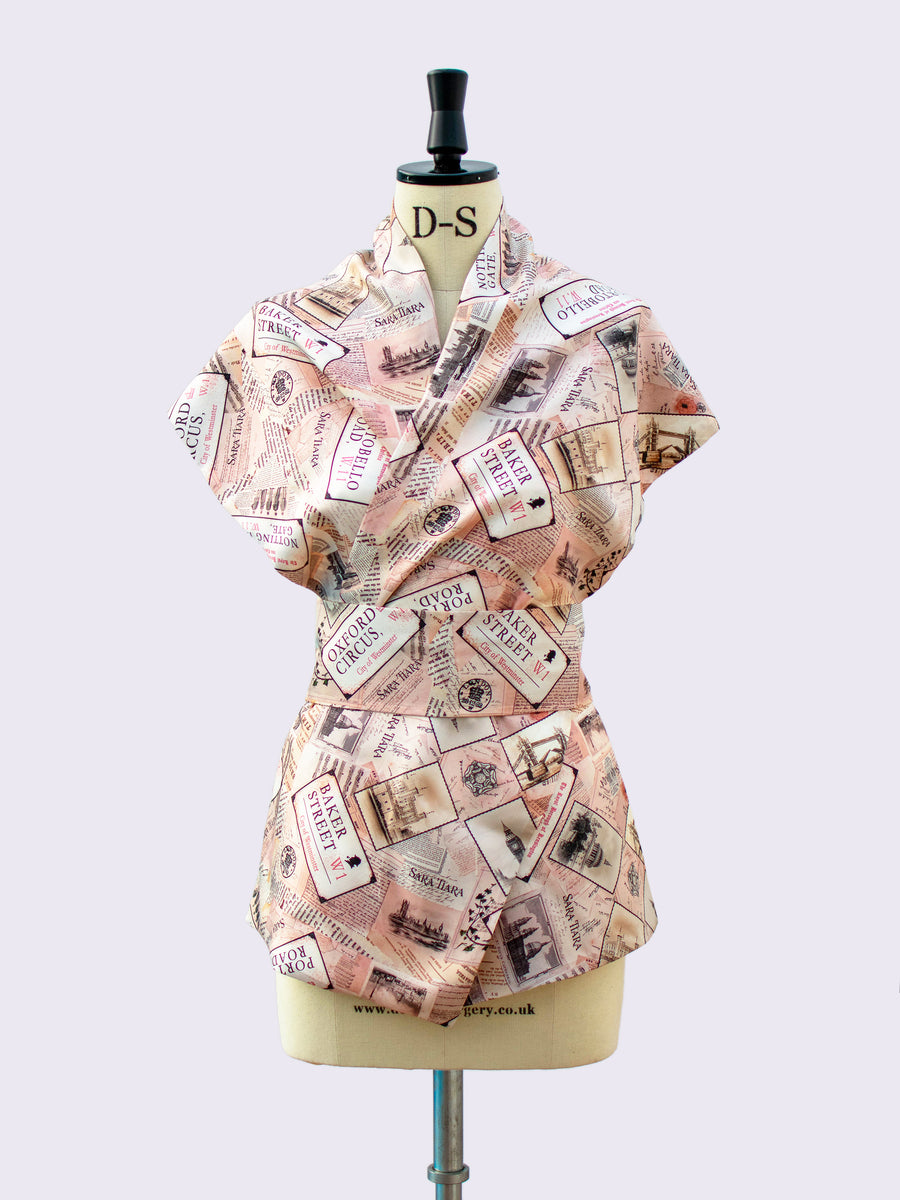 Handmade gift - silk scarf - London print