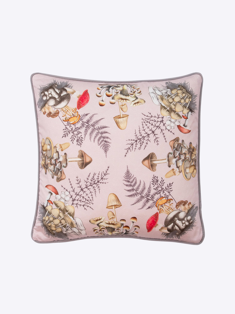 luxury cushions - organic cushion - organic cushions - made in England - mushroom cushion - mushroom print - mushroom fabric - mushroo mdesign - mushroom art - toadstool design