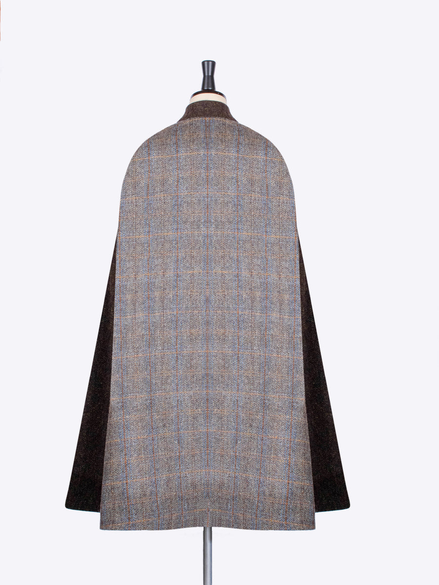 Sage and Chocolate Harris Tweed country ladies long cape