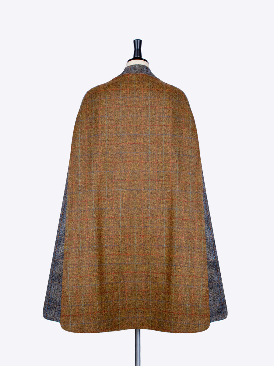 Rust and Sage Harris Tweed luxury Nehru long cape 
