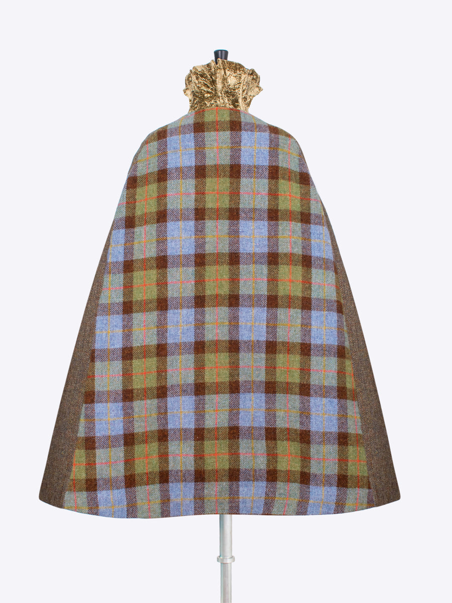 made in England - tweed and velvet scallop collar cape