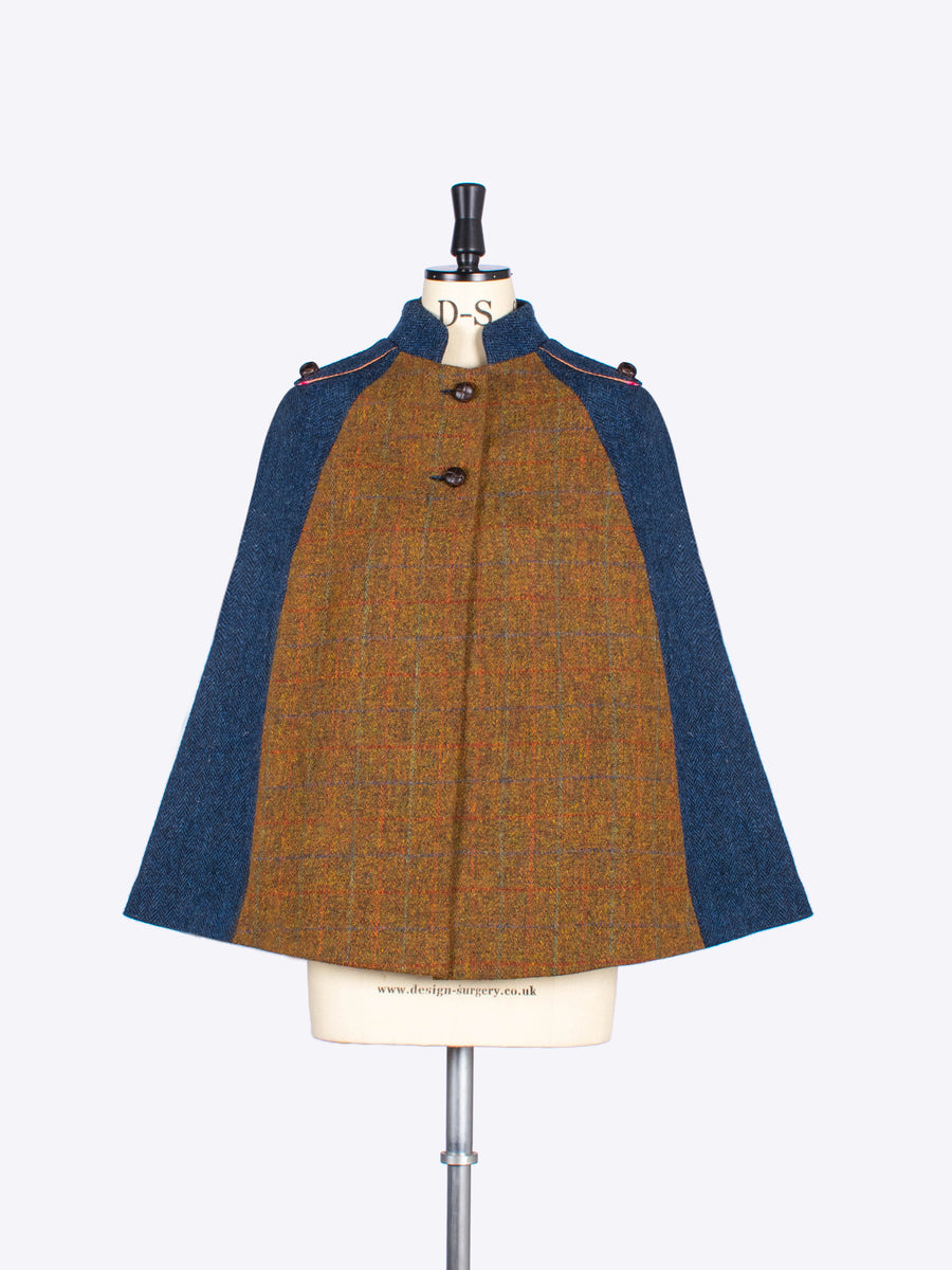 Short Cape. Rust & Navy – Sara Tiara