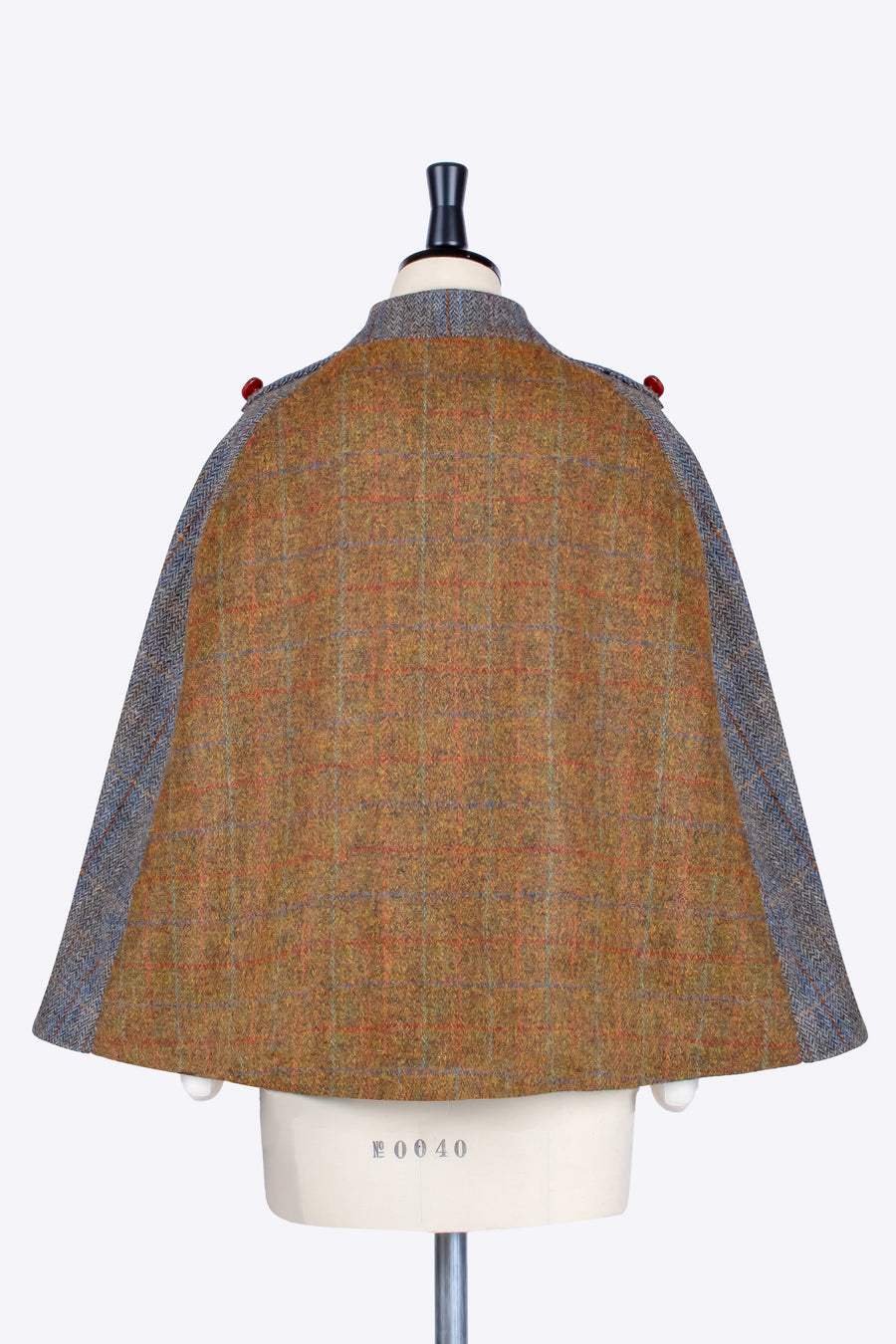 Rust and Sage Harris Tweed wool Nehru short cape