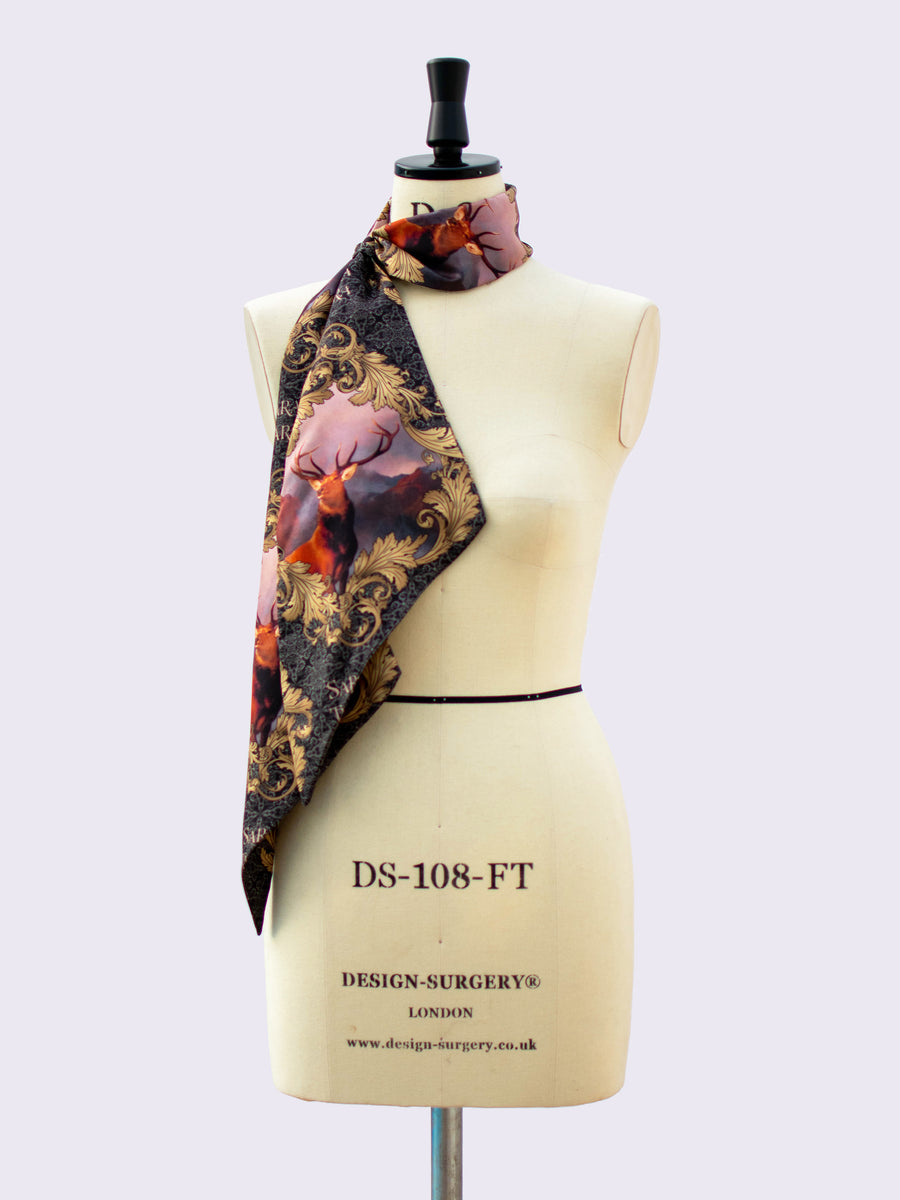Black silk skinny scarf on sale