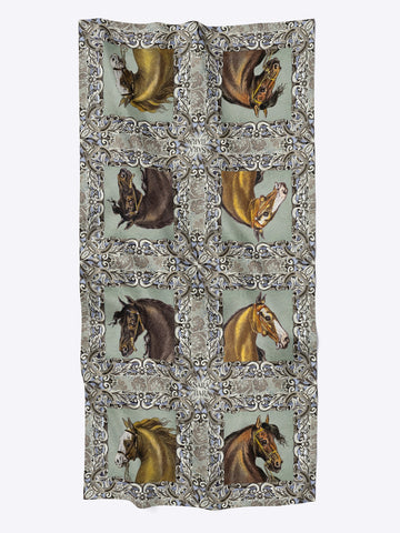 Super Soft Wool Shawl. Horse Print