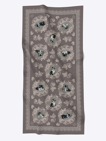 Super Soft Wool Shawl. Kitten Print