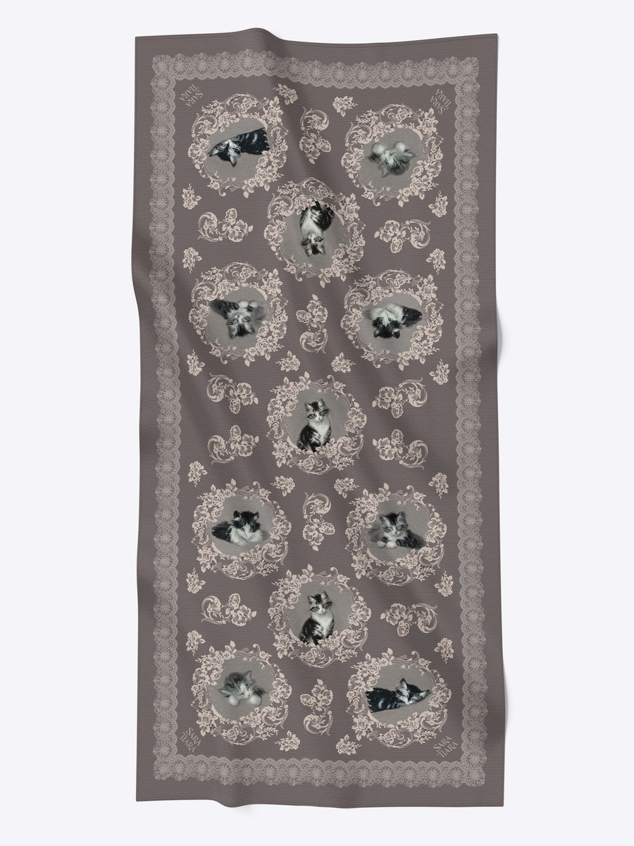 Super Soft Wool Shawl. Kitten Print