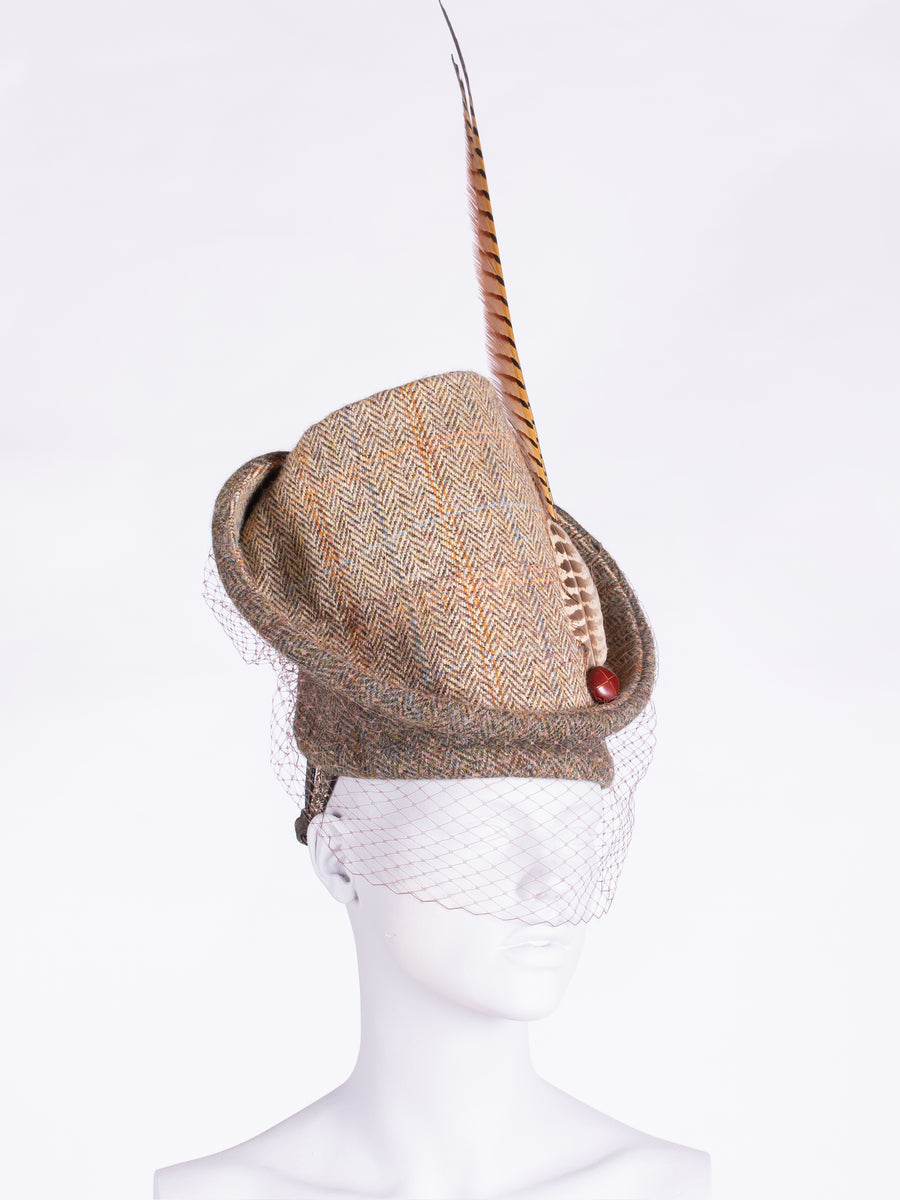 Slow fashion millinery - made in England Edwardian style tweed hat