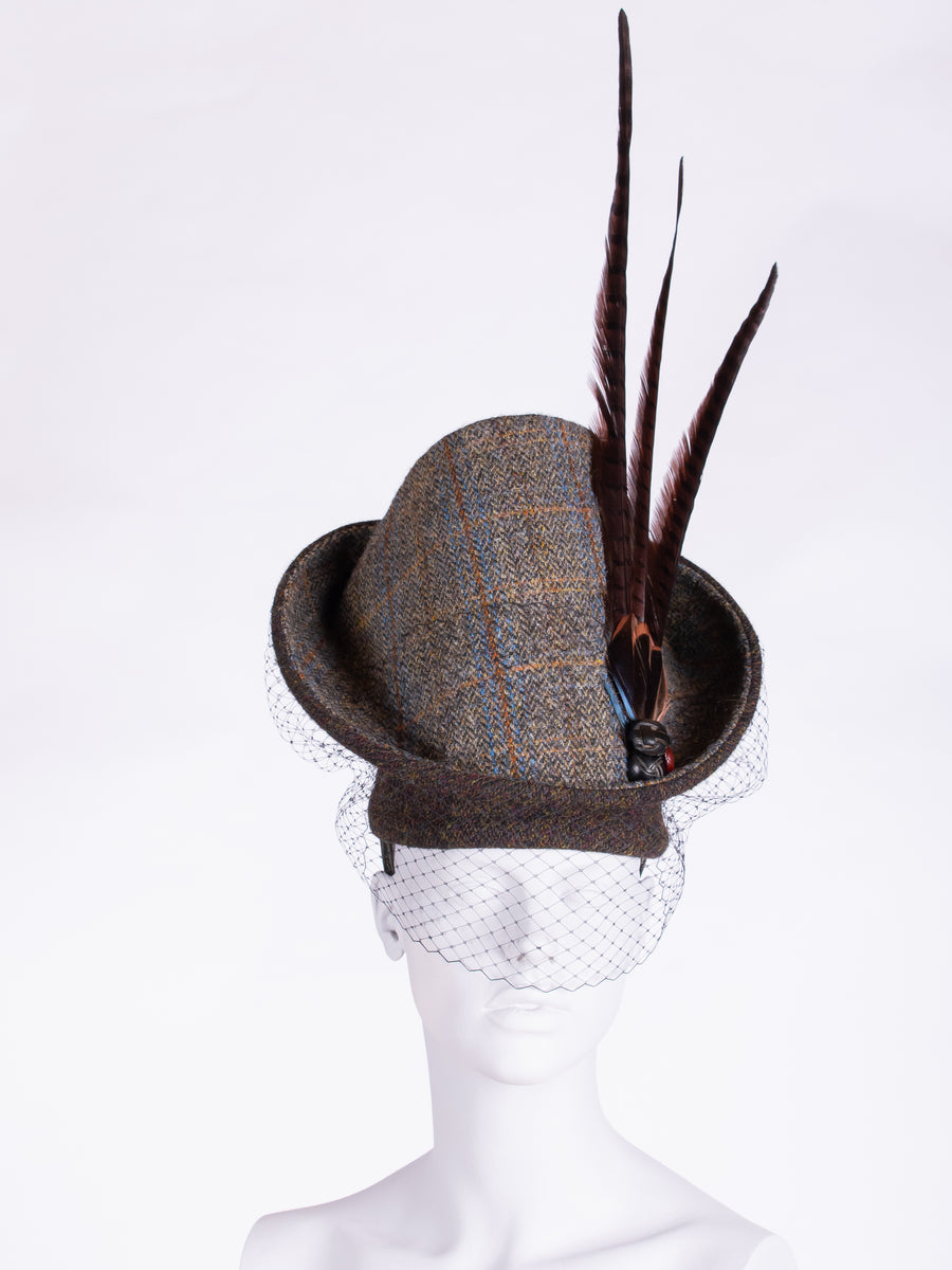 Highland Duchess With Veil. Sage & Chocolate