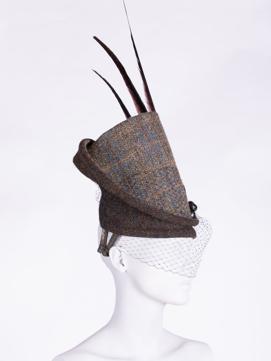 Highland Duchess With Veil. Sage & Chocolate