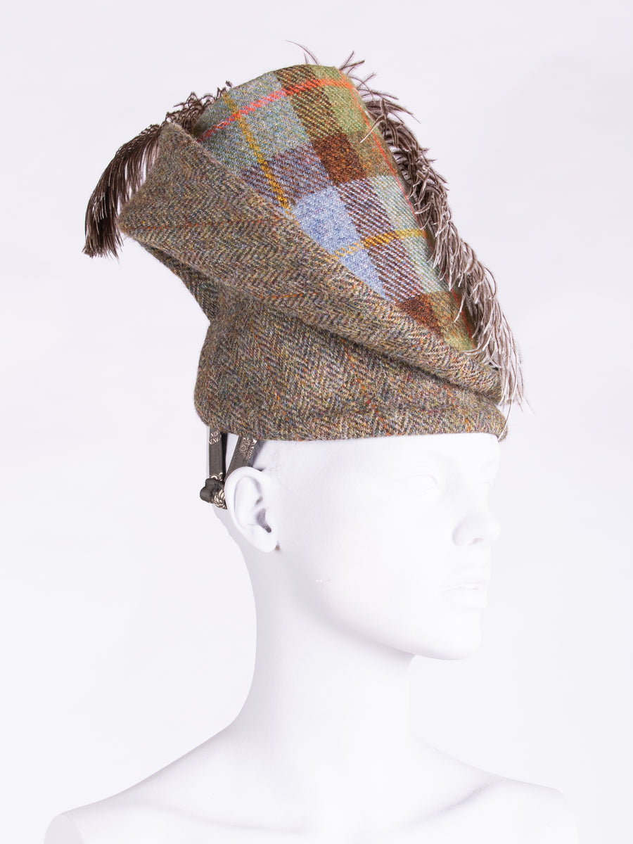 British fashion label - country style handwoven wool hat with feathers