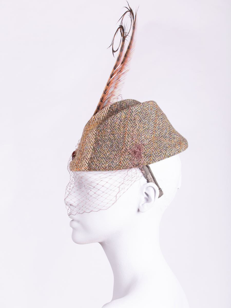 Heritage fashion - chapeau tweed hat with long feather