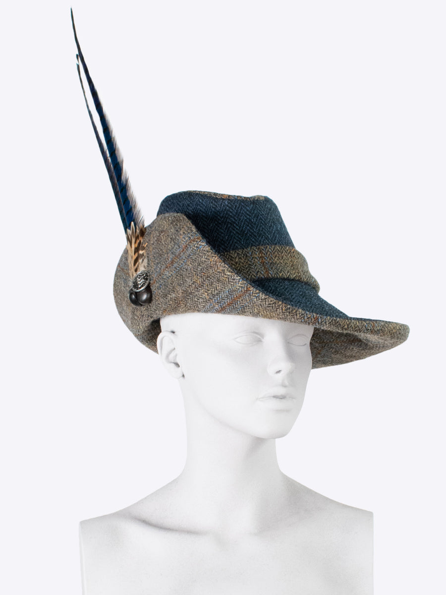 Water Resistant Large Brim Hat. Navy Blue & Sage – Sara Tiara