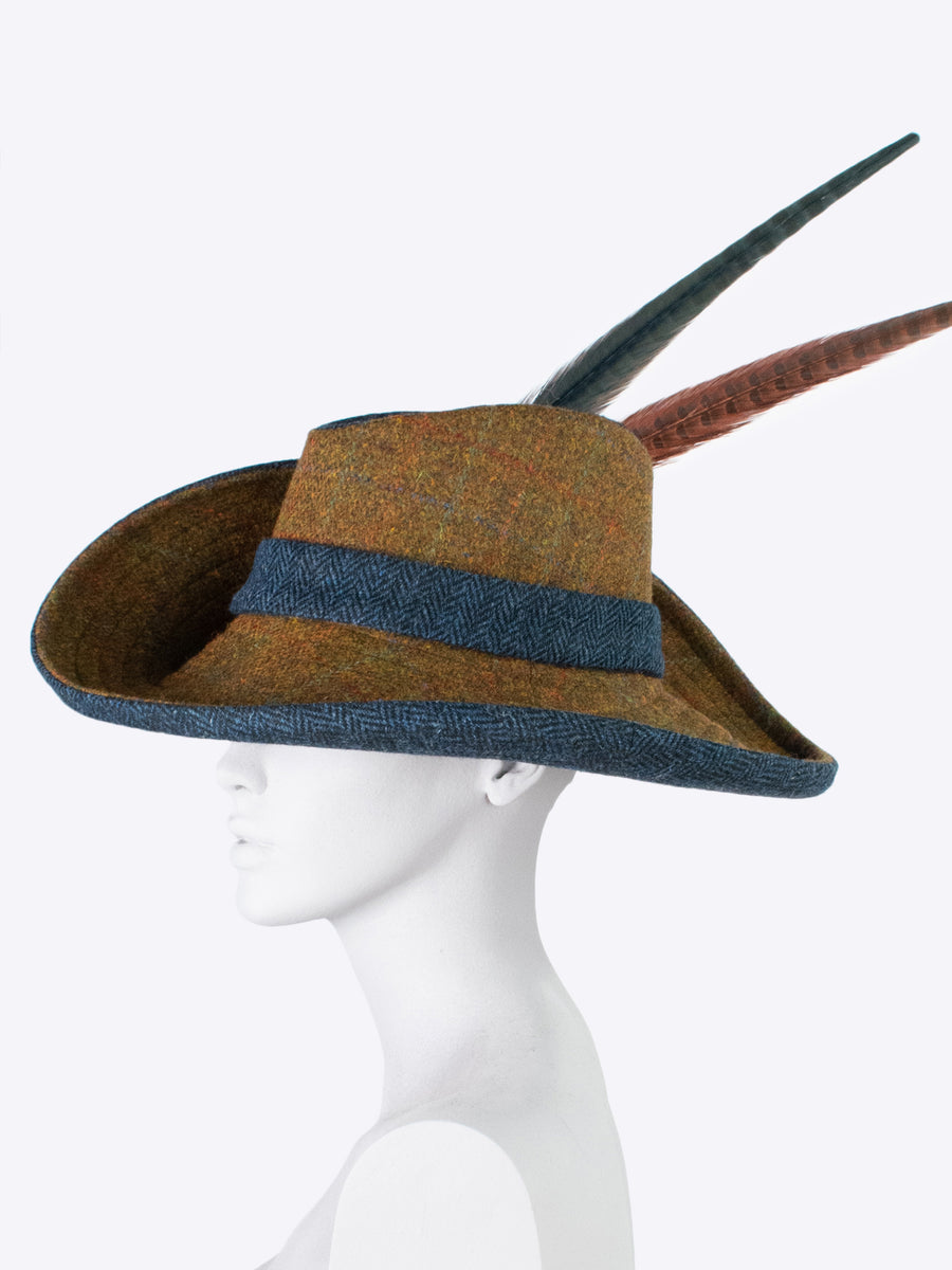  Harris tweed hat with feathers - country style hat