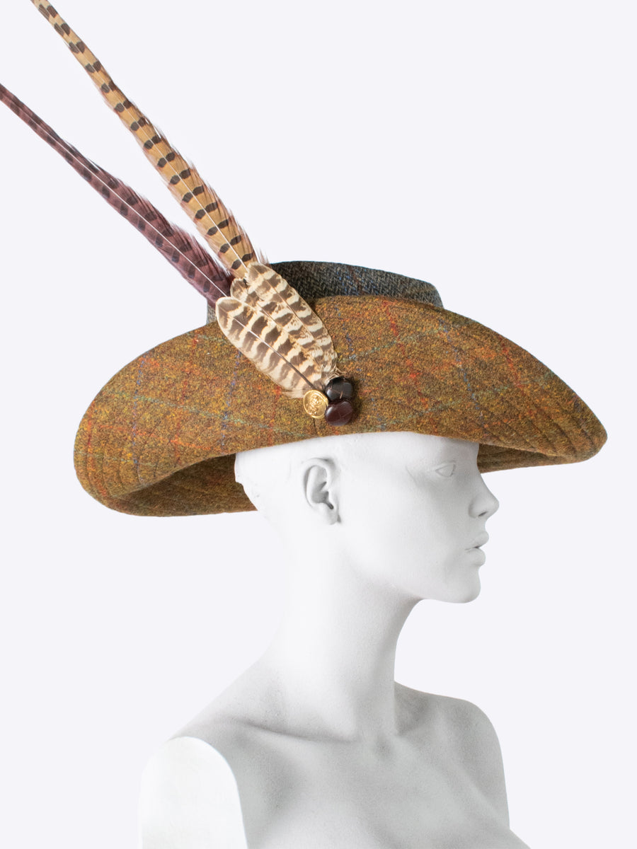 tweed brim hat - grey and brown hat - unisex hat - made in England