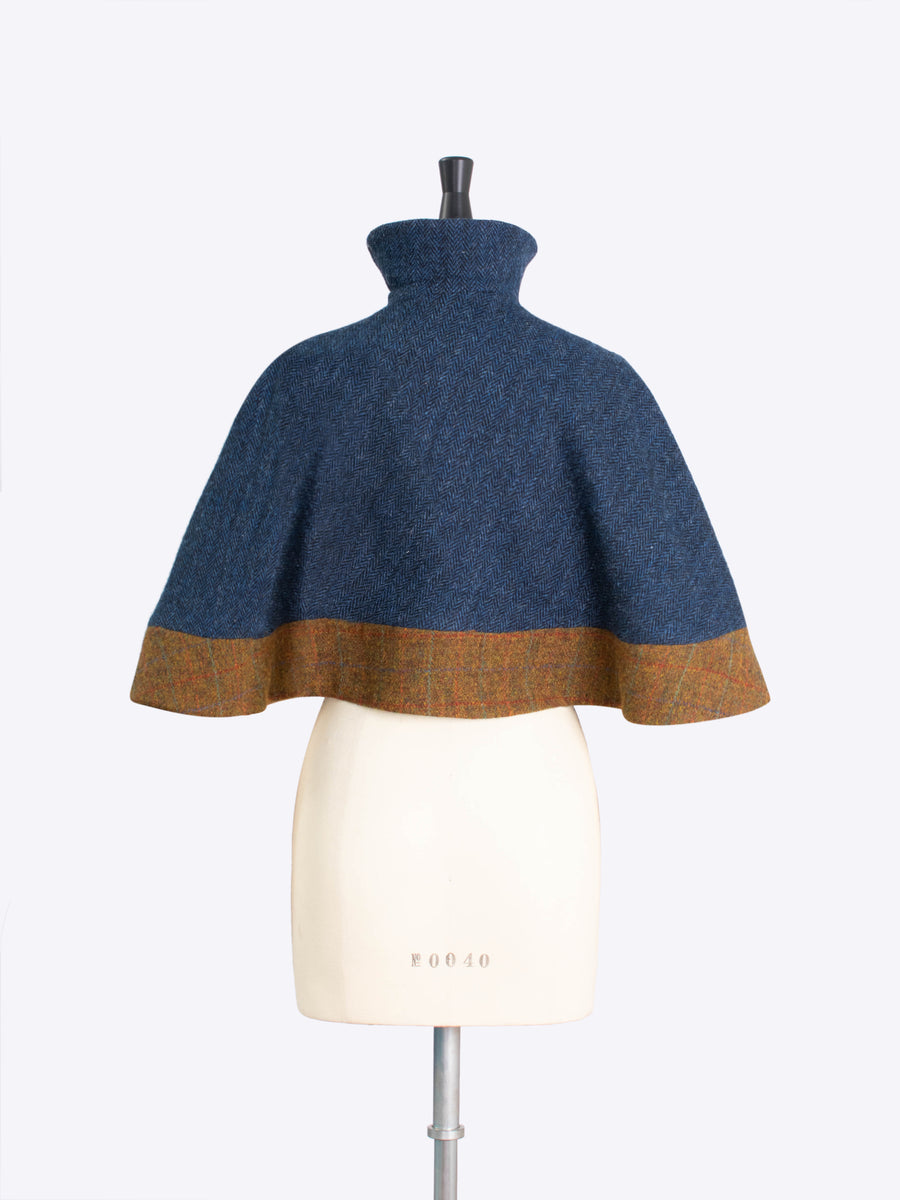 navy and brown capelet - tweed with a twist