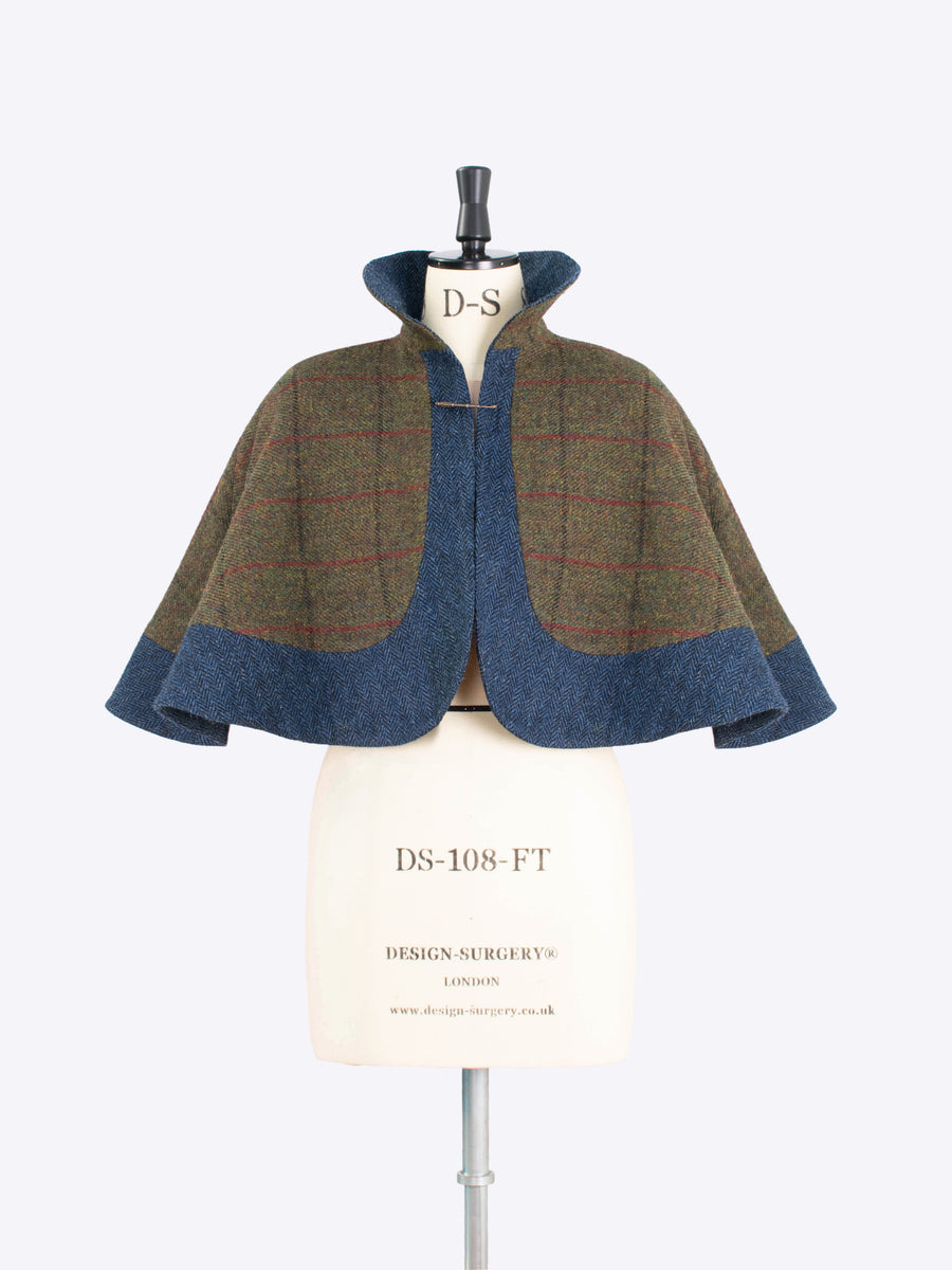 Green and navy capelet - ladies tailoring
